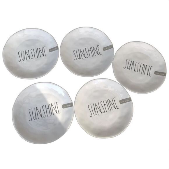 Rae Dunn Sunshine Melamine Plates Set of 5 - Picture 1 of 2